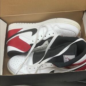 Jordan Red, White, and Black Sneakers